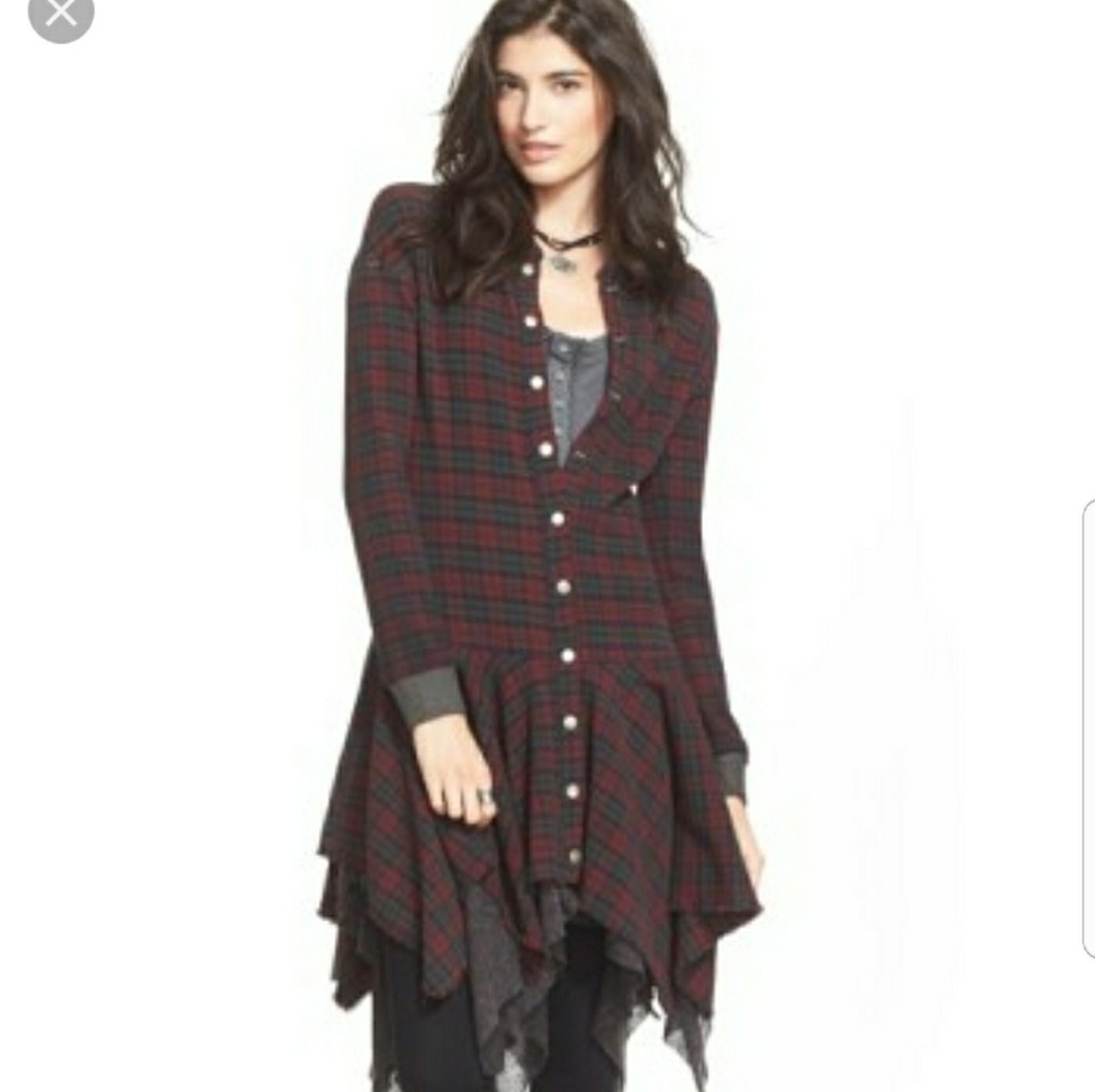 Free People Tattered Hem Shirt Jacket